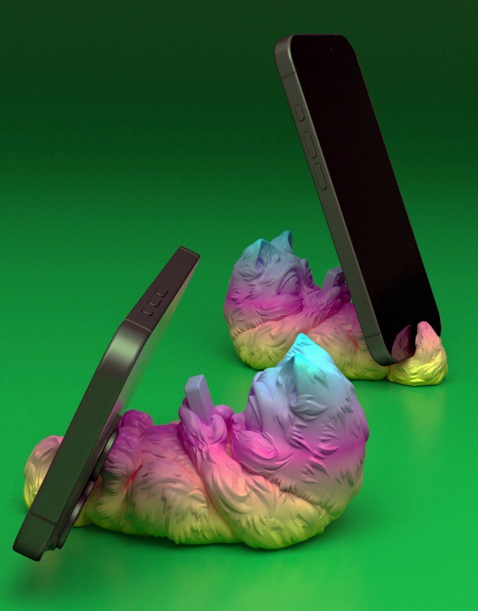 Cute Cat Phone Stand 3D Printable Model